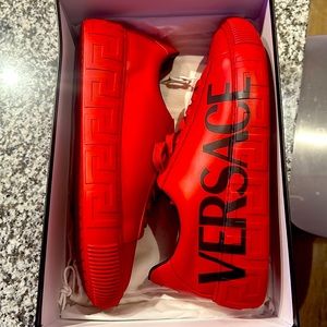 Men’s  Scarlet Red Versace La Greca Logo Sneakers - size 46 (12US)